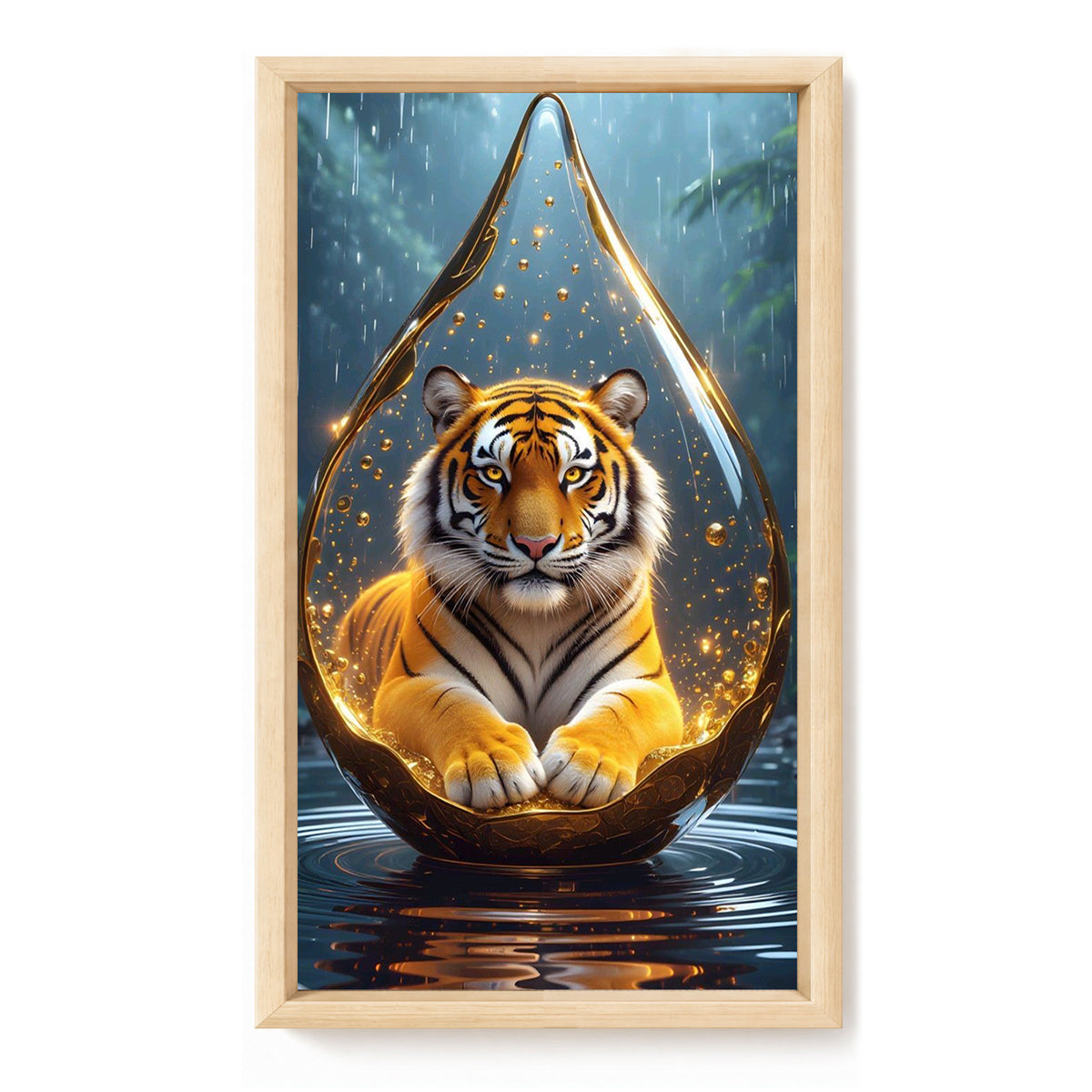 Tiger in Tränenglas-Globus - Vollständiges 11CT Stanz-Kreuzstichset 40x70CM - Huacan