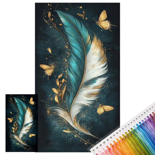 Schmetterlingskunst - Vollständiges 11CT Stempel-Kreuzstich-Set 40x70CM - Huacan