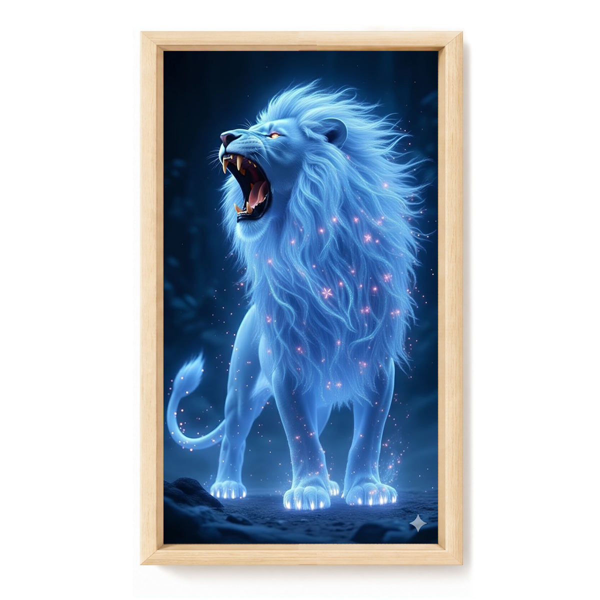 Blau leuchtender Löwe – Vollständiges 11CT Stempel-Kreuzstich-Set 40x70 cm – Huacan