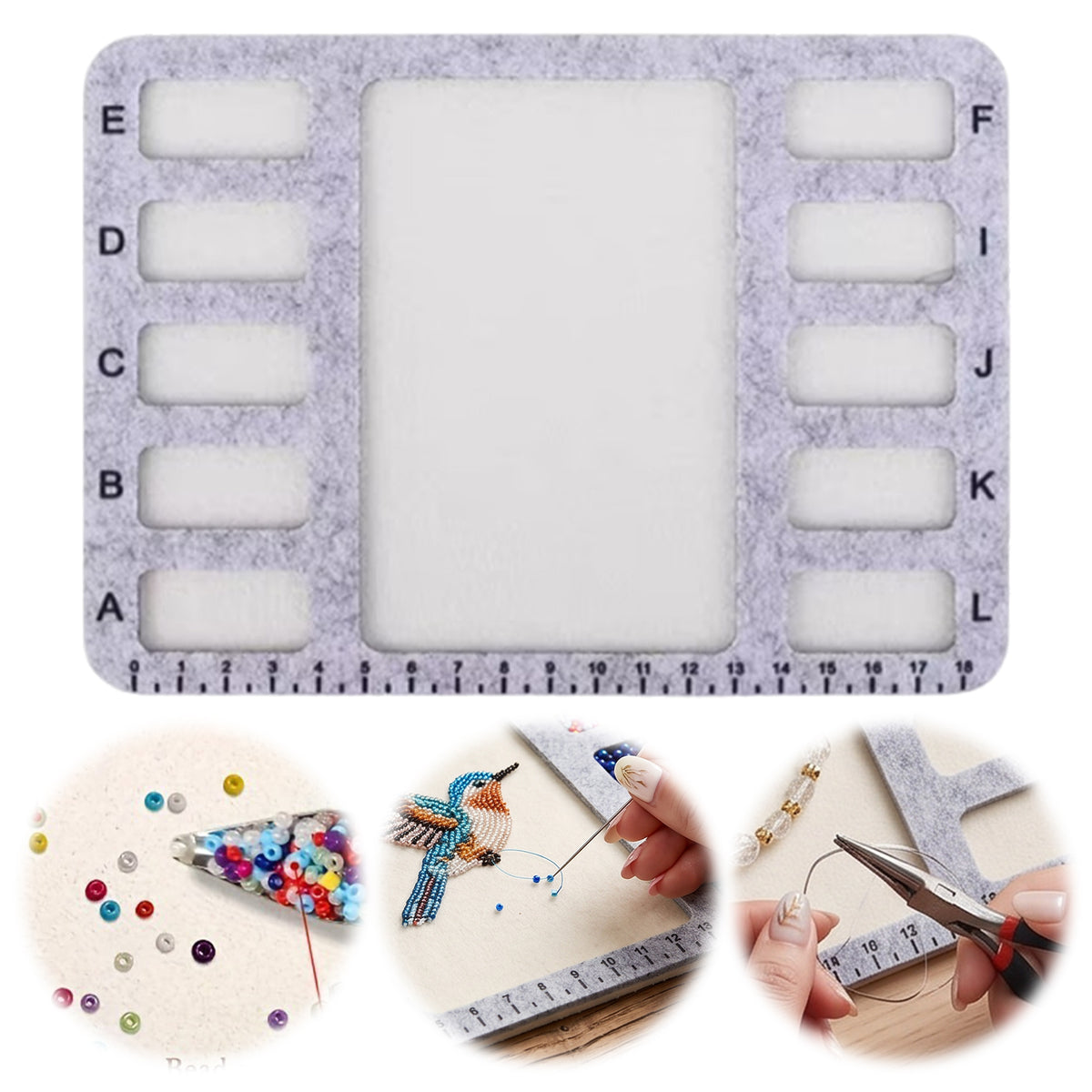 Felt Beading Mat with Measurement Markings Non Slip Bead Tray (20x15x0.5cm)