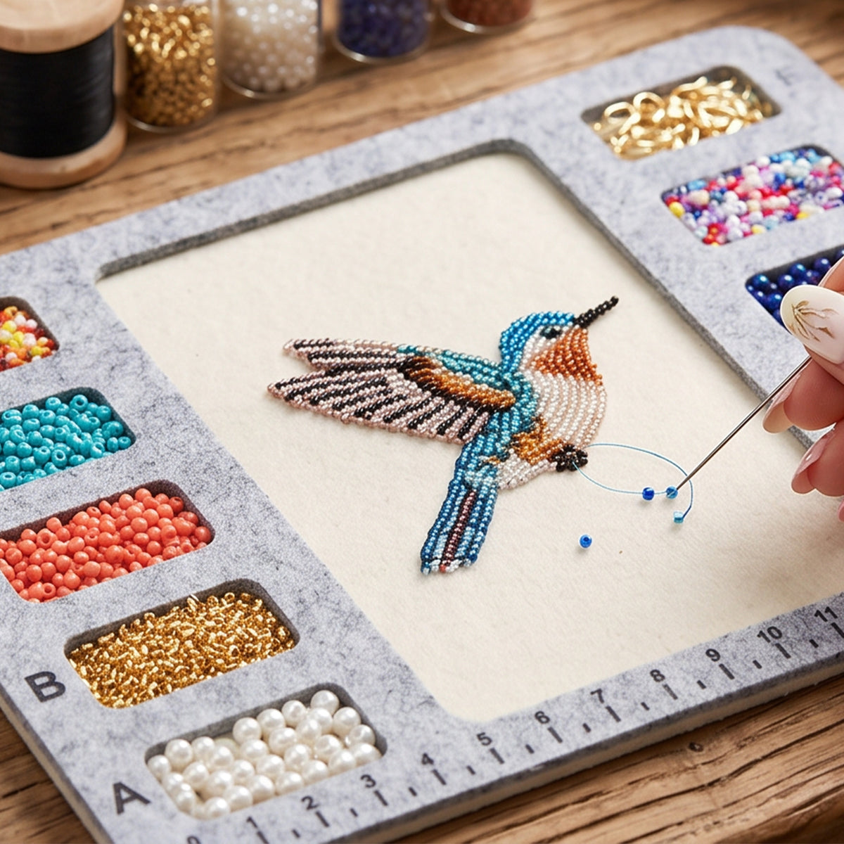 Felt Beading Mat with Measurement Markings Non Slip Bead Tray (20x15x0.5cm)