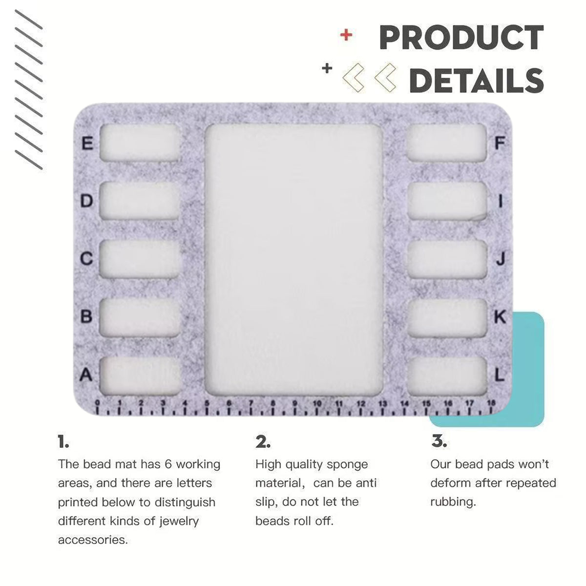 Felt Beading Mat with Measurement Markings Non Slip Bead Tray (20x15x0.5cm)