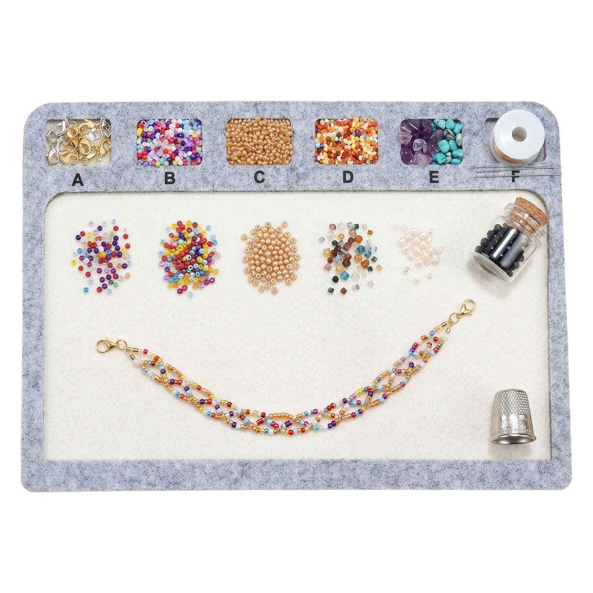 Alphabet Scale Beading Mat Rectangle Felt Bead Tray Non Slip (29x20x0.5cm)