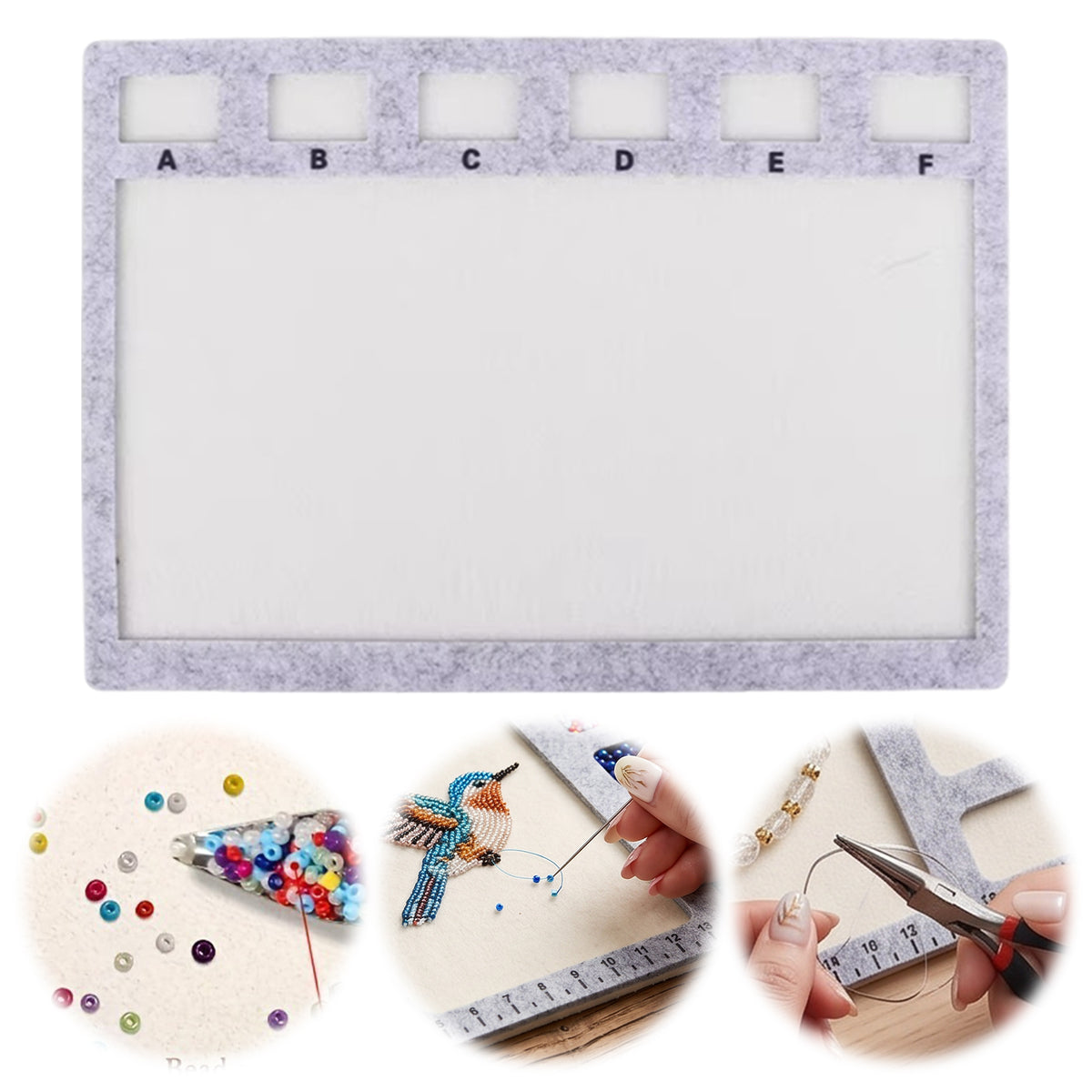 Alphabet Scale Beading Mat Rectangle Felt Bead Tray Non Slip (29x20x0.5cm)