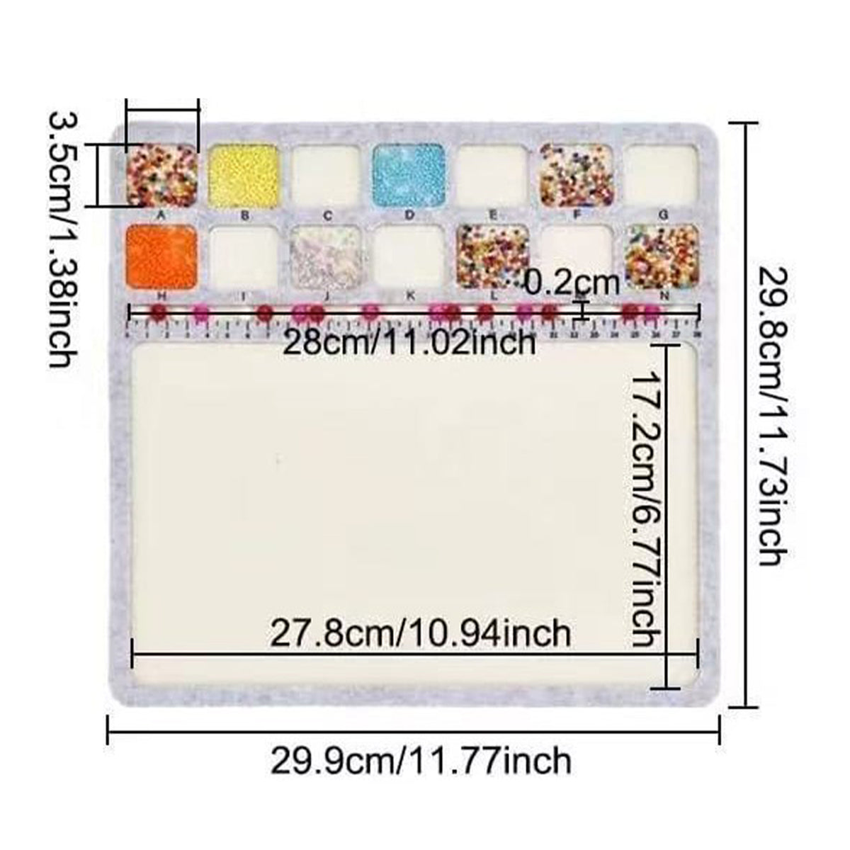 Felt Beading Mat Alphabet Scale Beading Mat with Measurement Markings Rectangle Felt Bead Tray Non Slip Bead Crafting Storage Mats for DIY Bead Embroidery/Bracelets/Earrings (35.5x28x0..5cm)