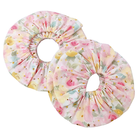 2PCS Floral Cross Stitch Scroll Frame Rail Cover Pink 50-70CM | Adjustable Embroidery Hoop Cover for Needlework