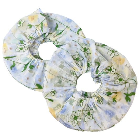2PCS Floral Cross Stitch Scroll Frame Rail Cover Blue 40-55CM | Adjustable Embroidery Hoop Cover for Needlework