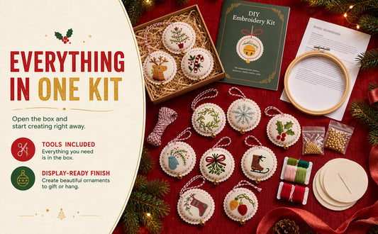 Christmas Embroidery Kit with Toolkit Embroidered Xmas Tree Ornaments Multifunctional Handmade Circle Embroidery Kit For Christmas Tree Home Decor (color)