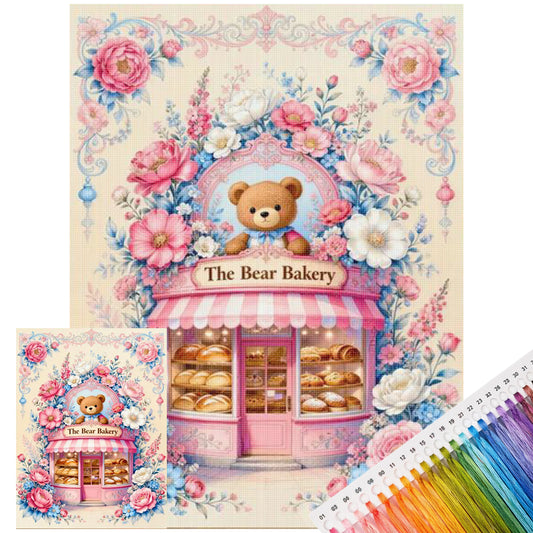 Rosa Bärenbrot - Vollständiges 11CT gestempeltes Kreuzstich-Set 50x67cm - Mona Lisa