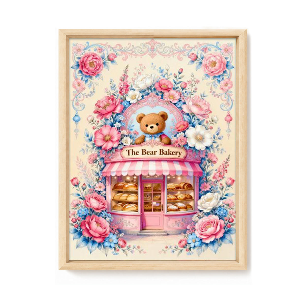 Pink Bear Bread - Full 11CT Stamped Cross Stitch 50x67CM - Mona Lisa
