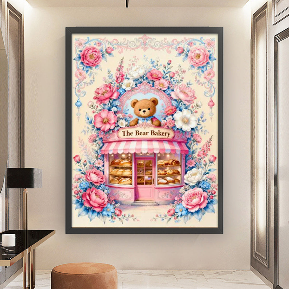 Pink Bear Bread - Full 11CT Stamped Cross Stitch 50x67CM - Mona Lisa