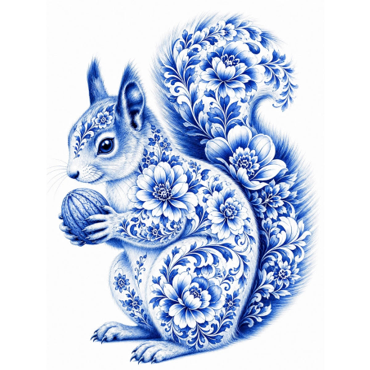 Blue And White Porcelain Squirrel Series - Full 14CT Stamped Cross Stitch 40x53CM - Huacan