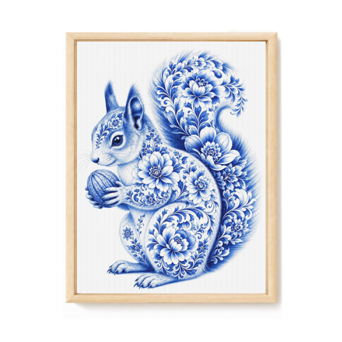 Blue And White Porcelain Squirrel Series - Full 14CT Stamped Cross Stitch 40x53CM - Huacan