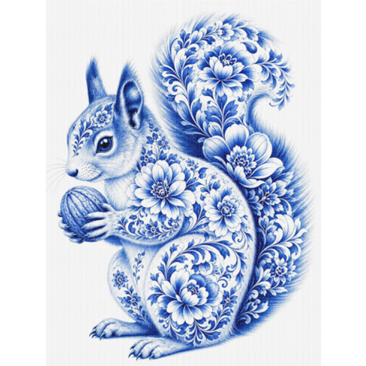 Blue And White Porcelain Squirrel Series - Full 14CT Stamped Cross Stitch 40x53CM - Huacan