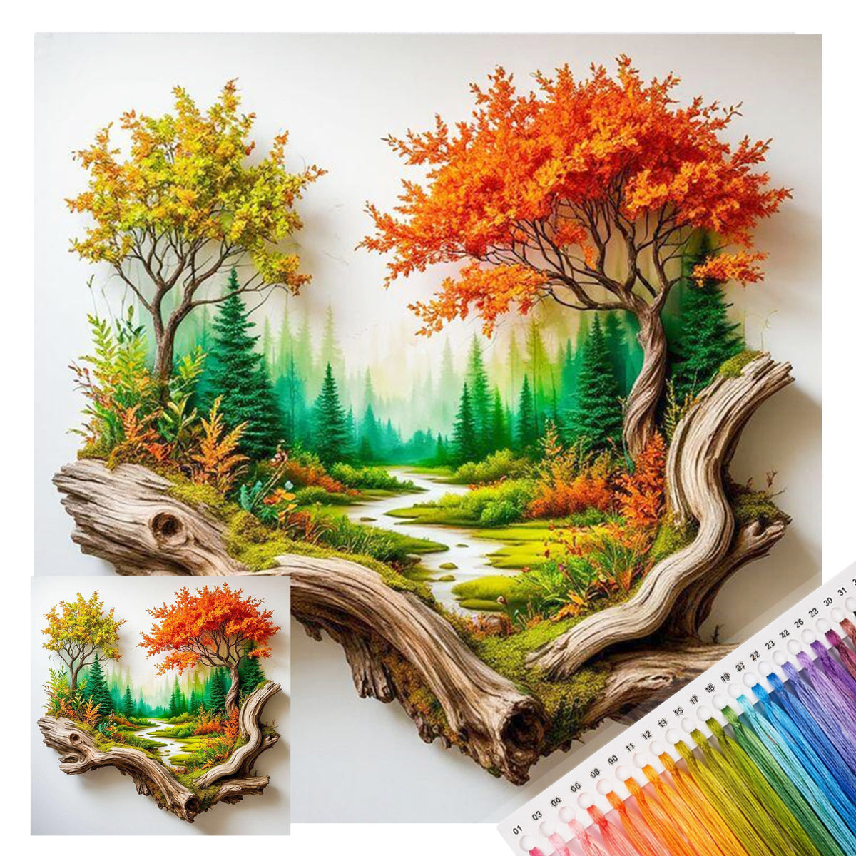 Deadwood Double Trees Valley Landschaft – Vollständiges 11CT Stempel-Kreuzstich-Set 40x40CM – Huacan