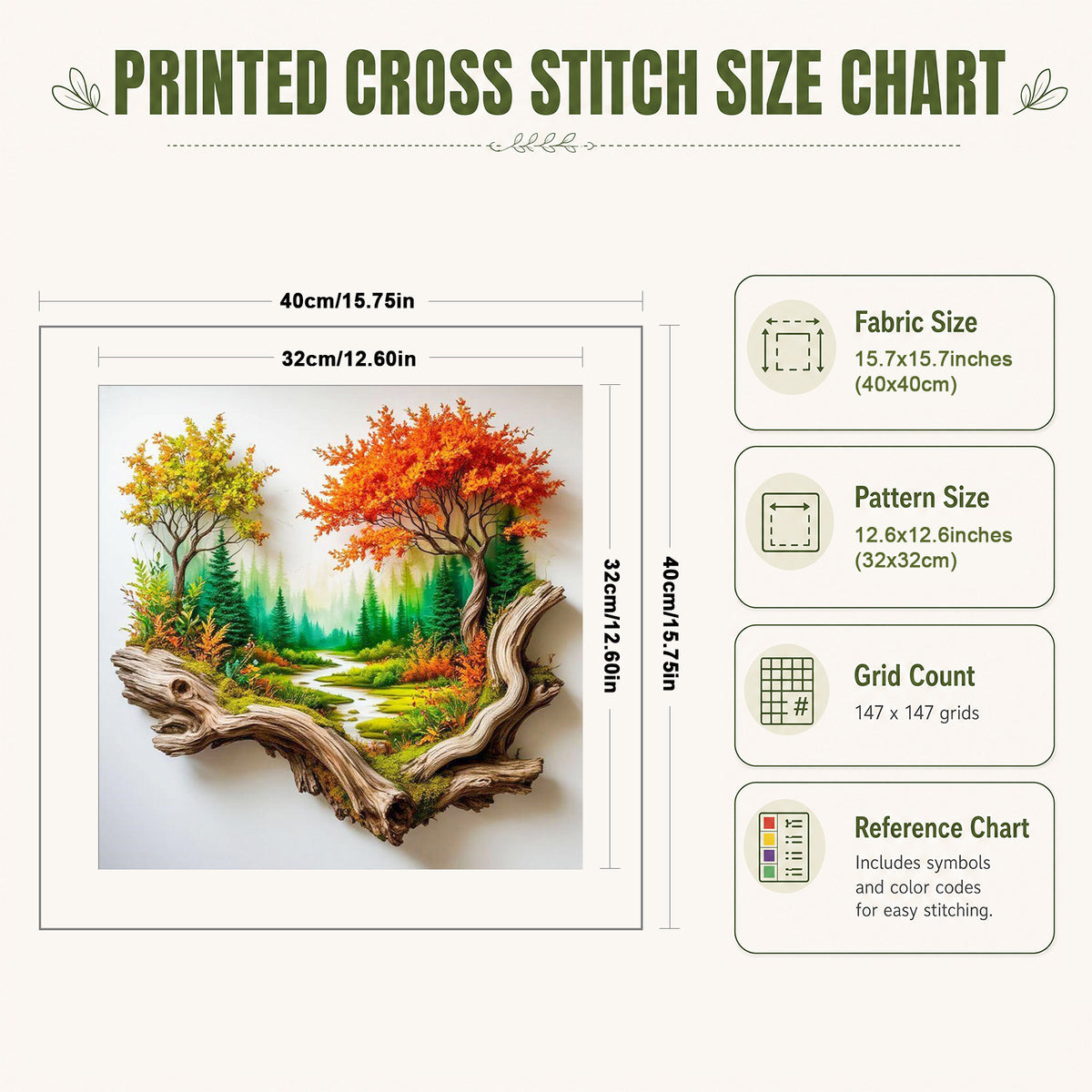 Deadwood Double Trees Valley Landschaft – Vollständiges 11CT Stempel-Kreuzstich-Set 40x40CM – Huacan