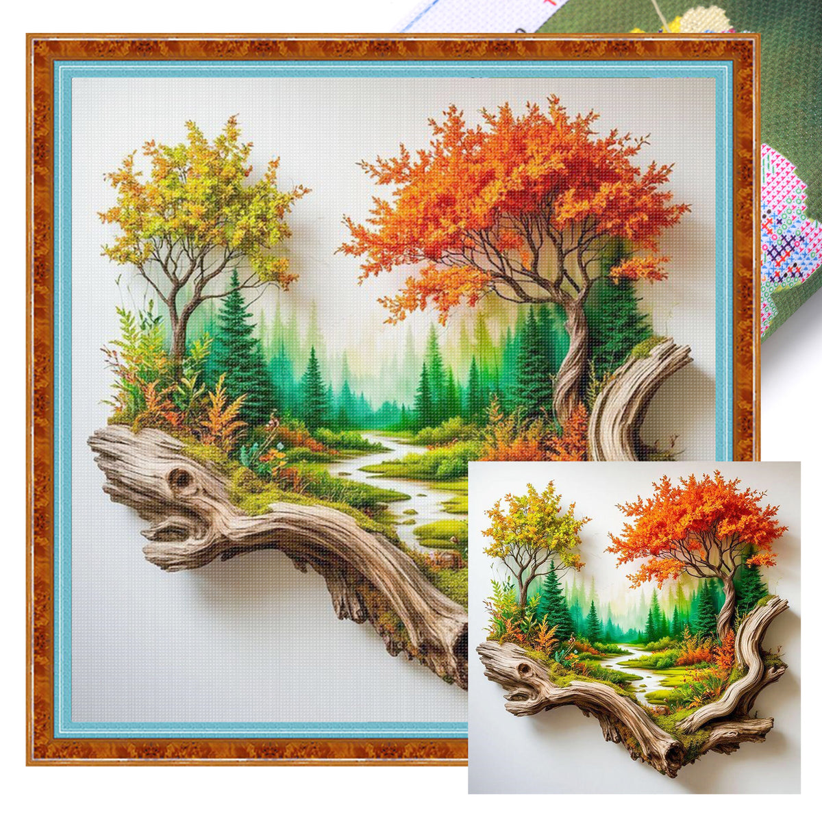 Deadwood Double Trees Valley Landschaft – Vollständiges 11CT Stempel-Kreuzstich-Set 40x40CM – Huacan