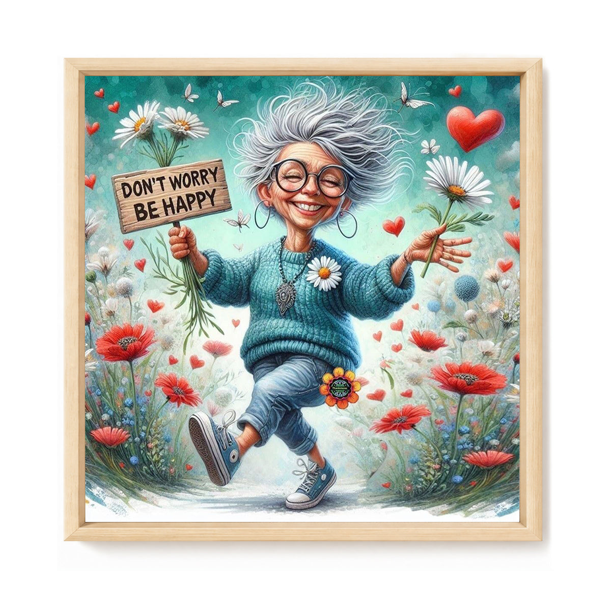Cheerful Grandma - Full 11CT Stamped Cross Stitch 45x45CM - Huacan