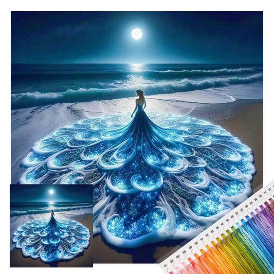 Strandmädchen - Vollständiges 11CT gestempeltes Kreuzstich-Set 45x45CM - Huacan