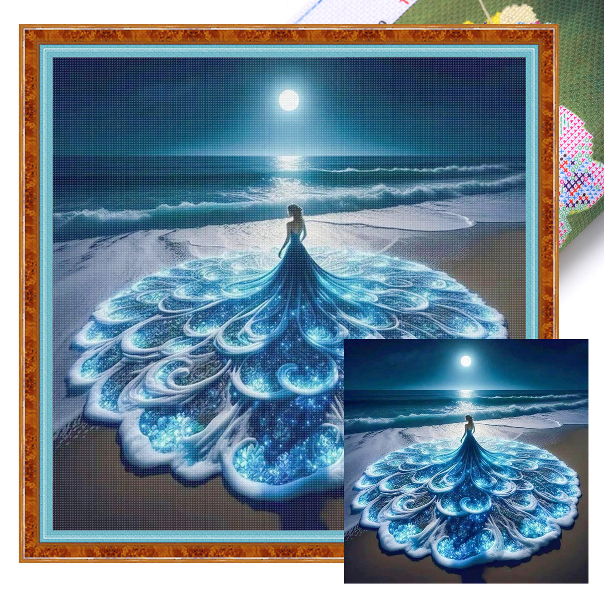 Strandmädchen - Vollständiges 11CT gestempeltes Kreuzstich-Set 45x45CM - Huacan