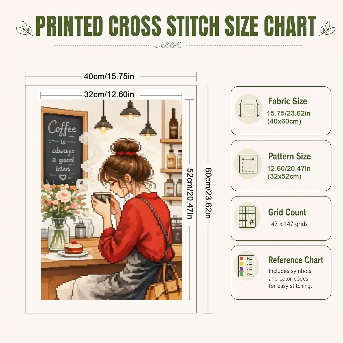 Warm Coffee Time - Full 11CT Stamped Cross Stitch 40x60CM - Huacan