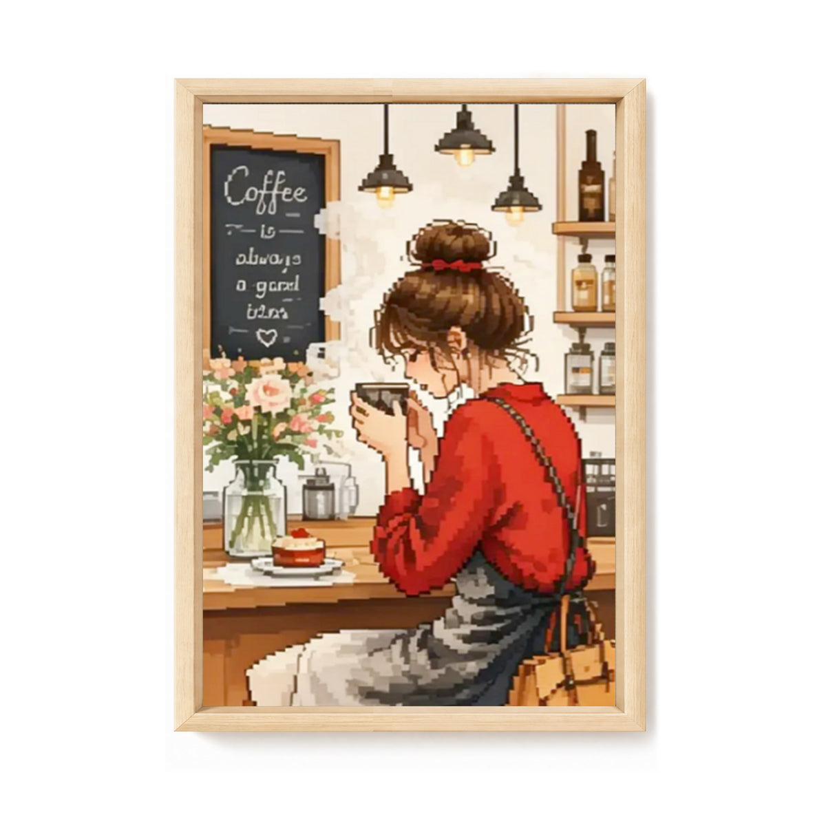 Warm Coffee Time - Full 11CT Stamped Cross Stitch 40x60CM - Huacan