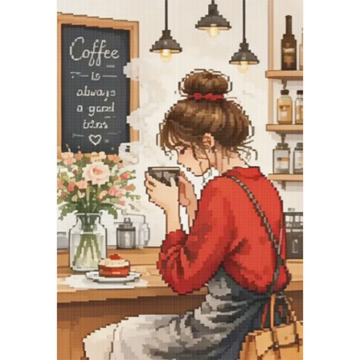 Warm Coffee Time - Full 11CT Stamped Cross Stitch 40x60CM - Huacan