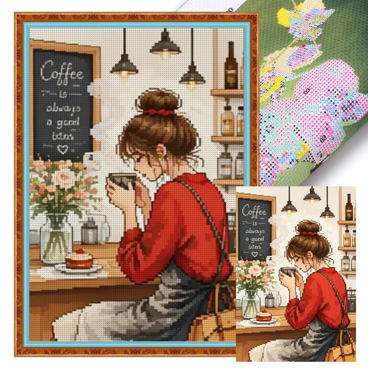 Warm Coffee Time - Full 11CT Stamped Cross Stitch 40x60CM - Huacan