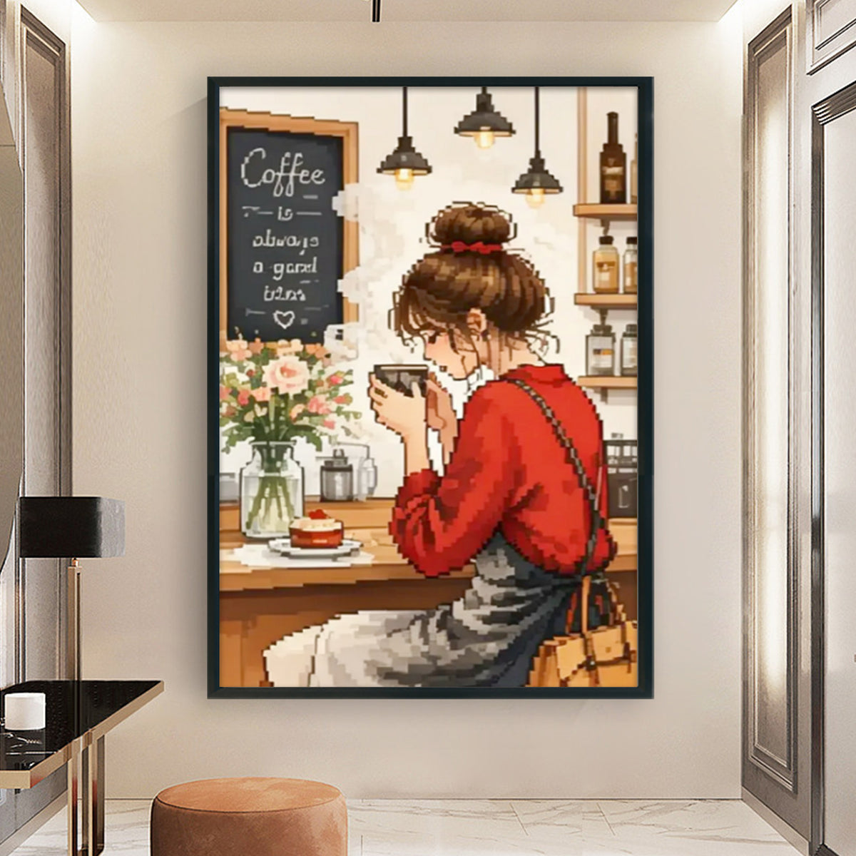 Warm Coffee Time - Full 11CT Stamped Cross Stitch 40x60CM - Huacan