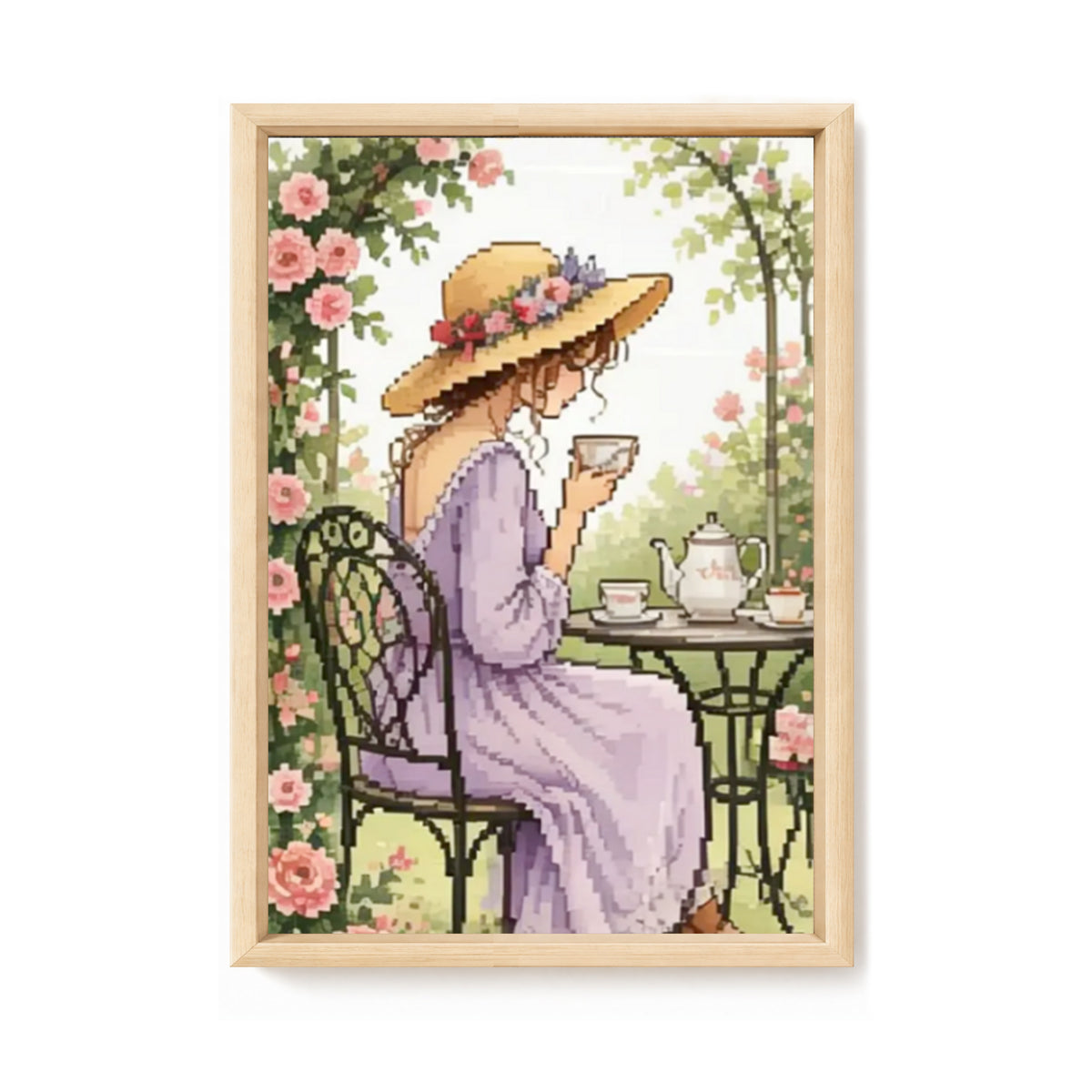 Garden Tea Break - Full 11CT Stamped Cross Stitch 40x60CM - Huacan