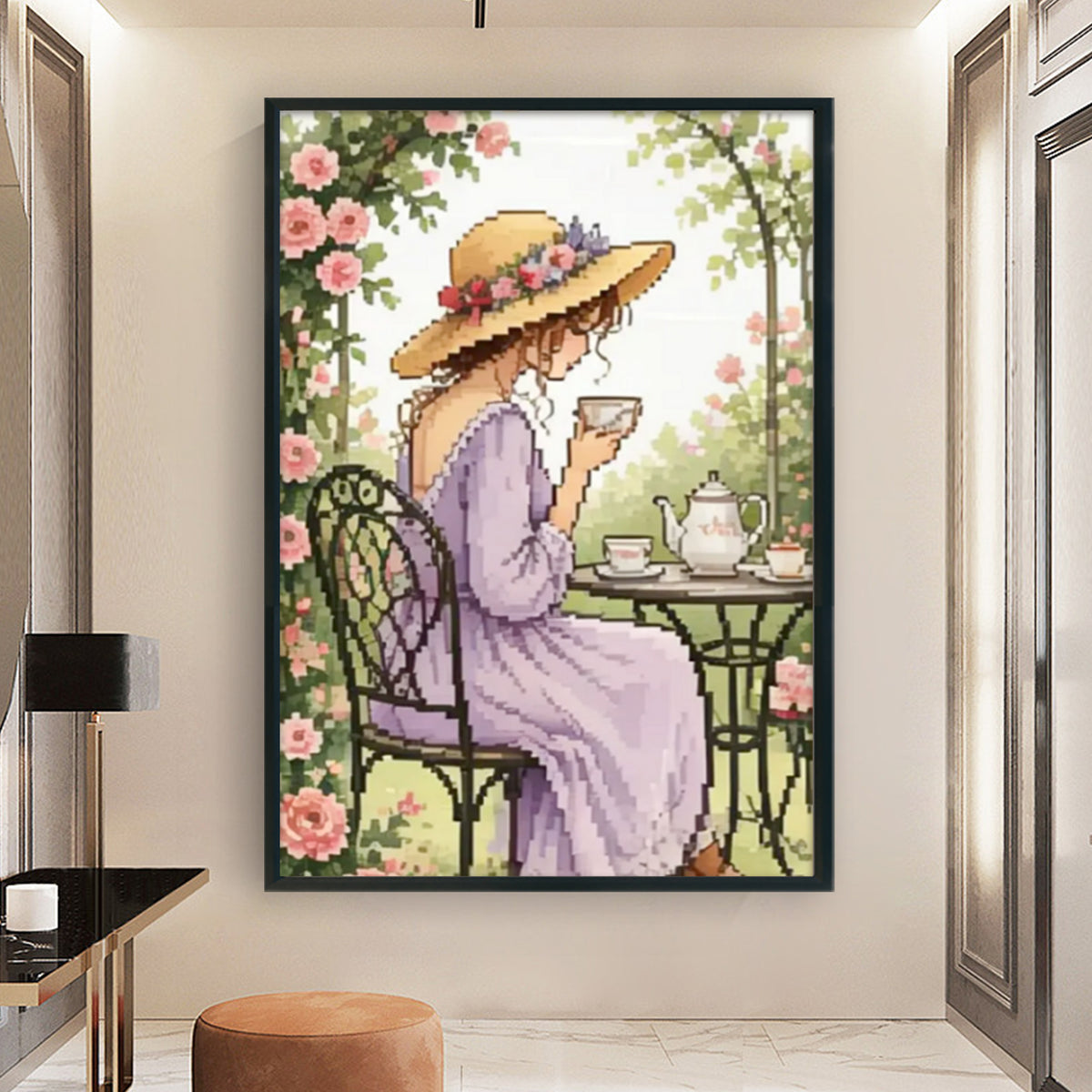 Garden Tea Break - Full 11CT Stamped Cross Stitch 40x60CM - Huacan