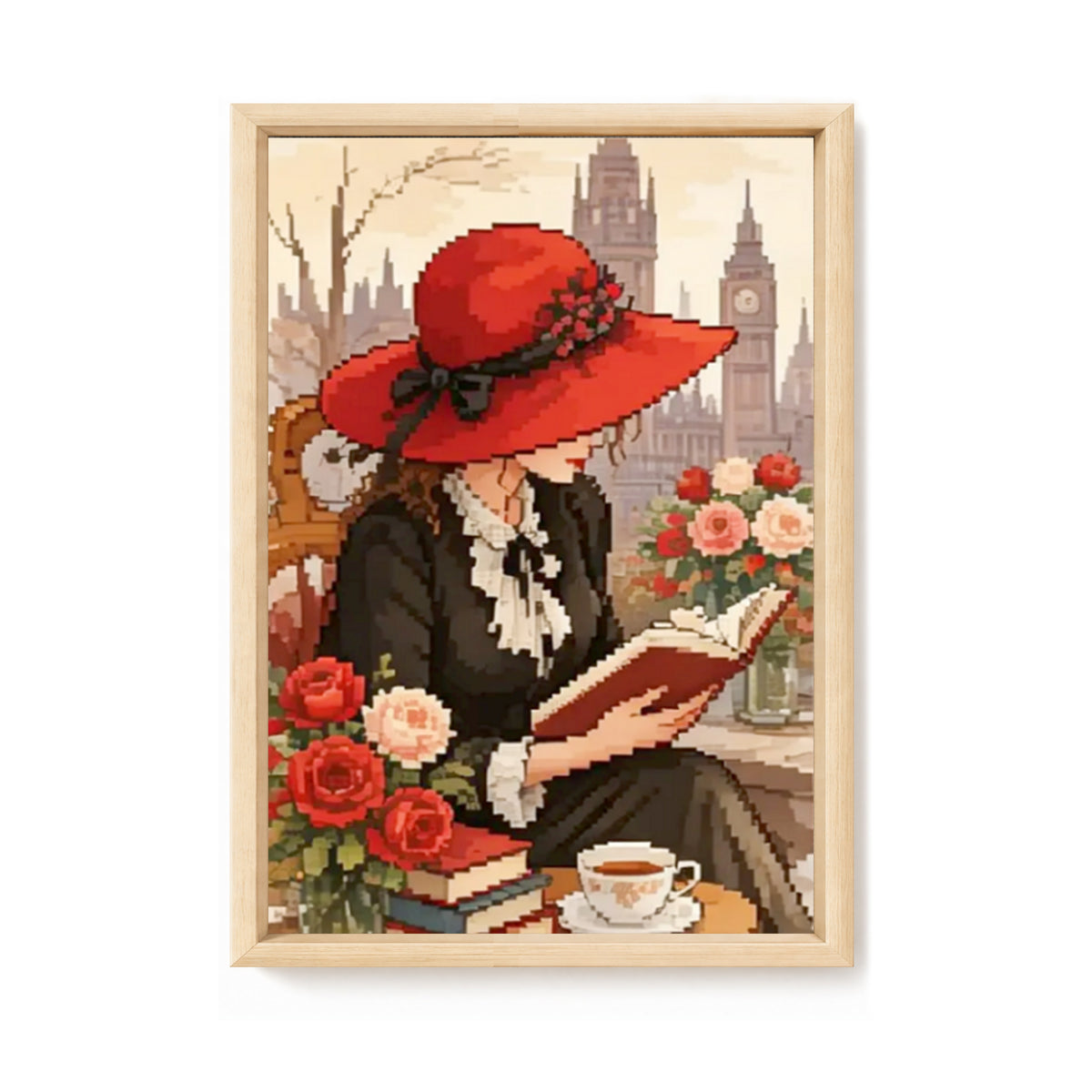 Britischer Duft Lesen - Komplettes 11CT gestempeltes Kreuzstich-Set 40x60CM - Huacan