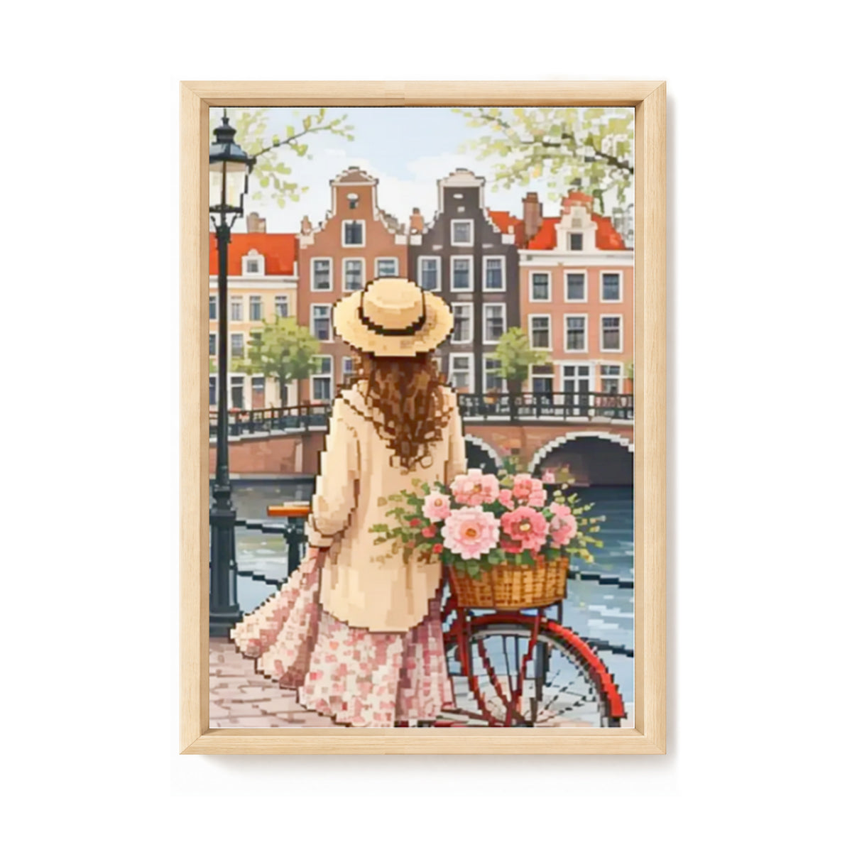Amsterdam Flower Cart - Full 11CT Stamped Cross Stitch 40x60CM - Huacan