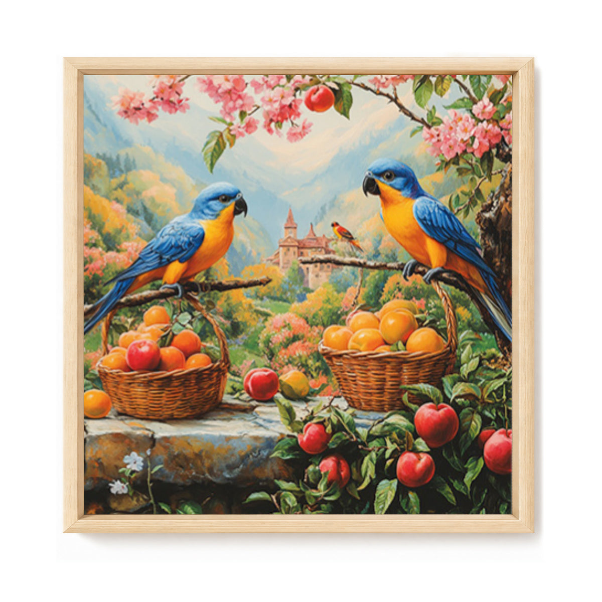 Two Parrots In Orchard - Full 11CT Stamped Cross Stitch 40x40CM - Huacan