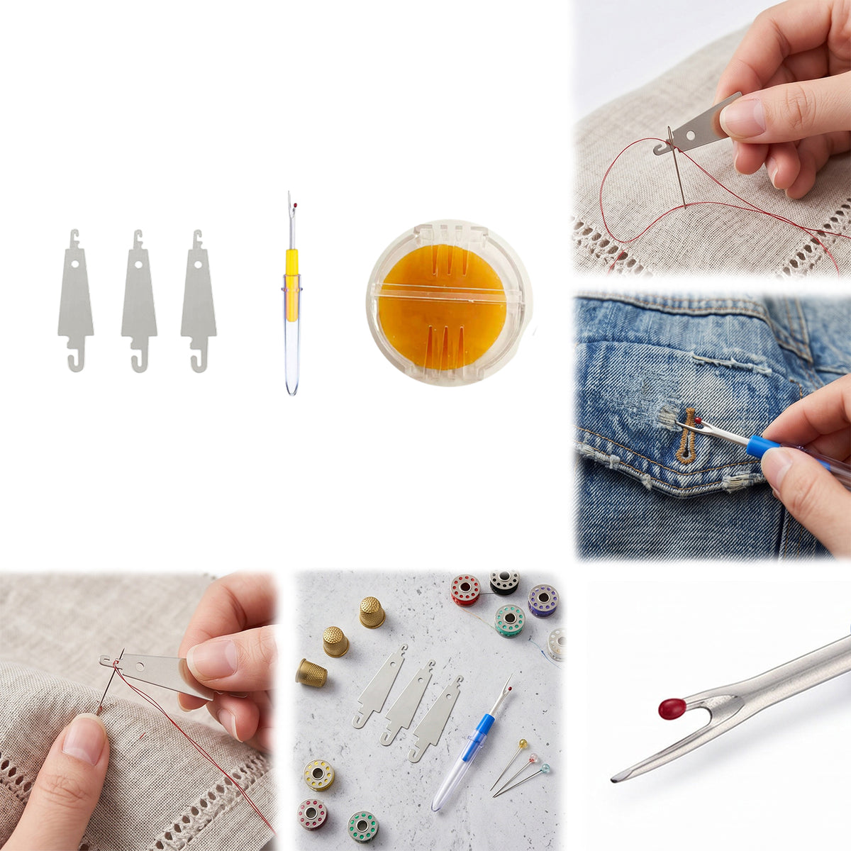 Sewing Kit Includes Seam Ripper and Needle Threaders Embroidery Starter Kit Needle Threading Tools Set Gifts for Mom Grandma Students Beginner (tool set B)