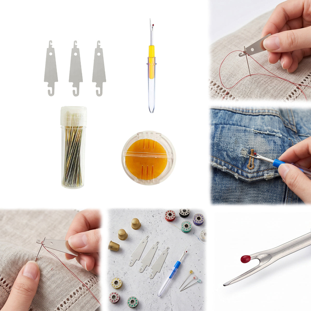 Sewing Kit Includes Seam Ripper and Needle Threaders Embroidery Starter Kit Needle Threading Tools Set Gifts for Mom Grandma Students Beginner (tool set C)