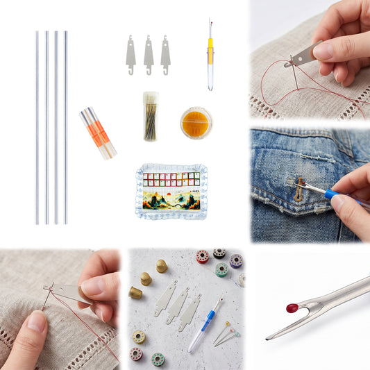 Nähset enthält Nahttrenner und Nadeleinfädler, Stickerei-Starterset, Nadeleinfädelwerkzeug-Set, Geschenke für Mutter, Großmutter, Studenten, Anfänger (Werkzeugset G)