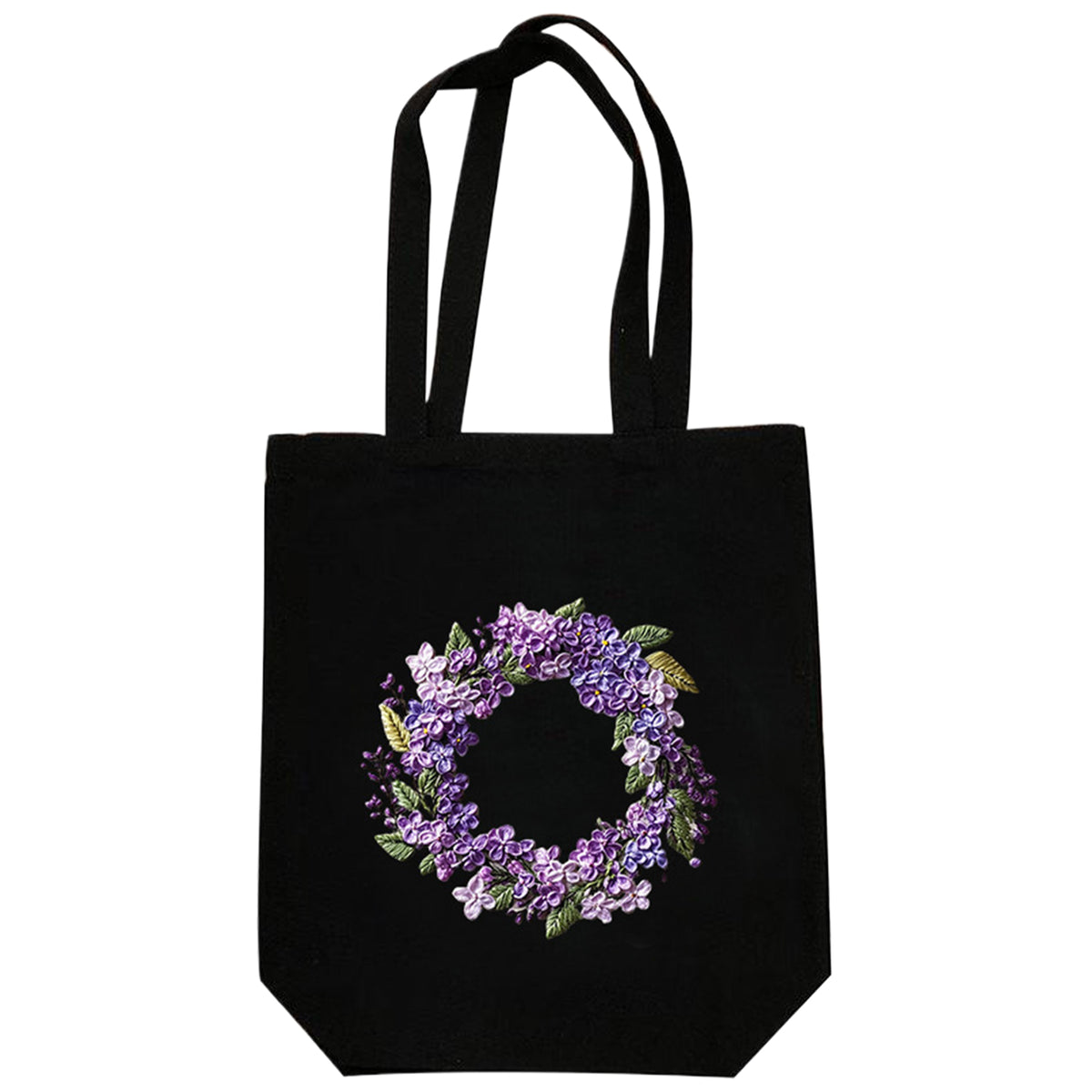 Lilac Wreath - DIY Embroidery Cross Stitch Kit with Pattern Cotton Threads Needles Hoop 32×37CM/12.60×14.57in