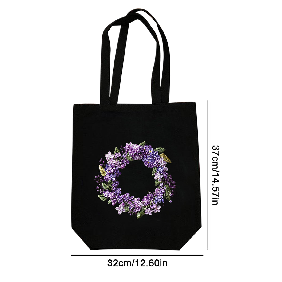Lilac Wreath - DIY Embroidery Cross Stitch Kit with Pattern Cotton Threads Needles Hoop 32×37CM/12.60×14.57in