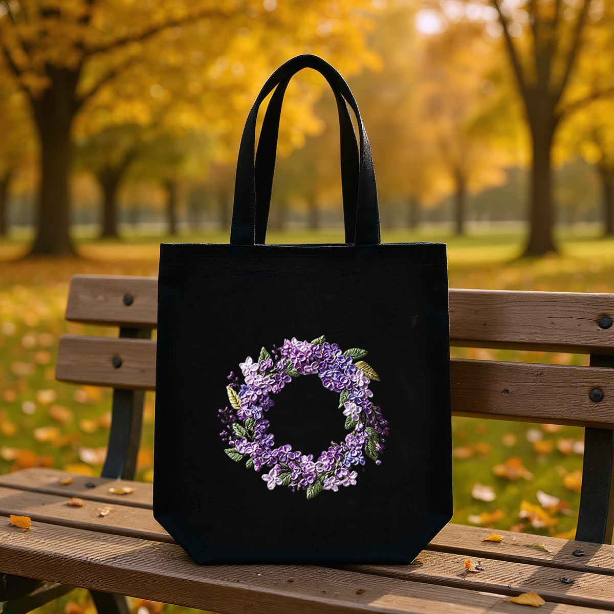 Lilac Wreath - DIY Embroidery Cross Stitch Kit with Pattern Cotton Threads Needles Hoop 32×37CM/12.60×14.57in