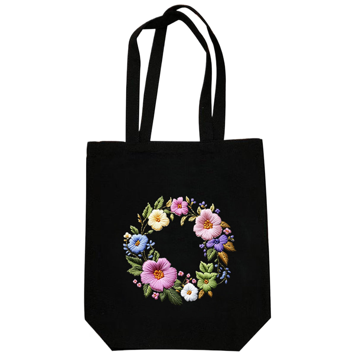 Floral Wreath - DIY Embroidery Cross Stitch Kit with Pattern Cotton Threads Needles Hoop 32×37CM/12.60×14.57in