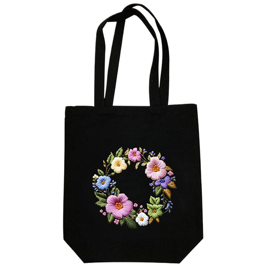 Floral Wreath - DIY Embroidery Cross Stitch Kit with Pattern Cotton Threads Needles Hoop 32×37CM/12.60×14.57in