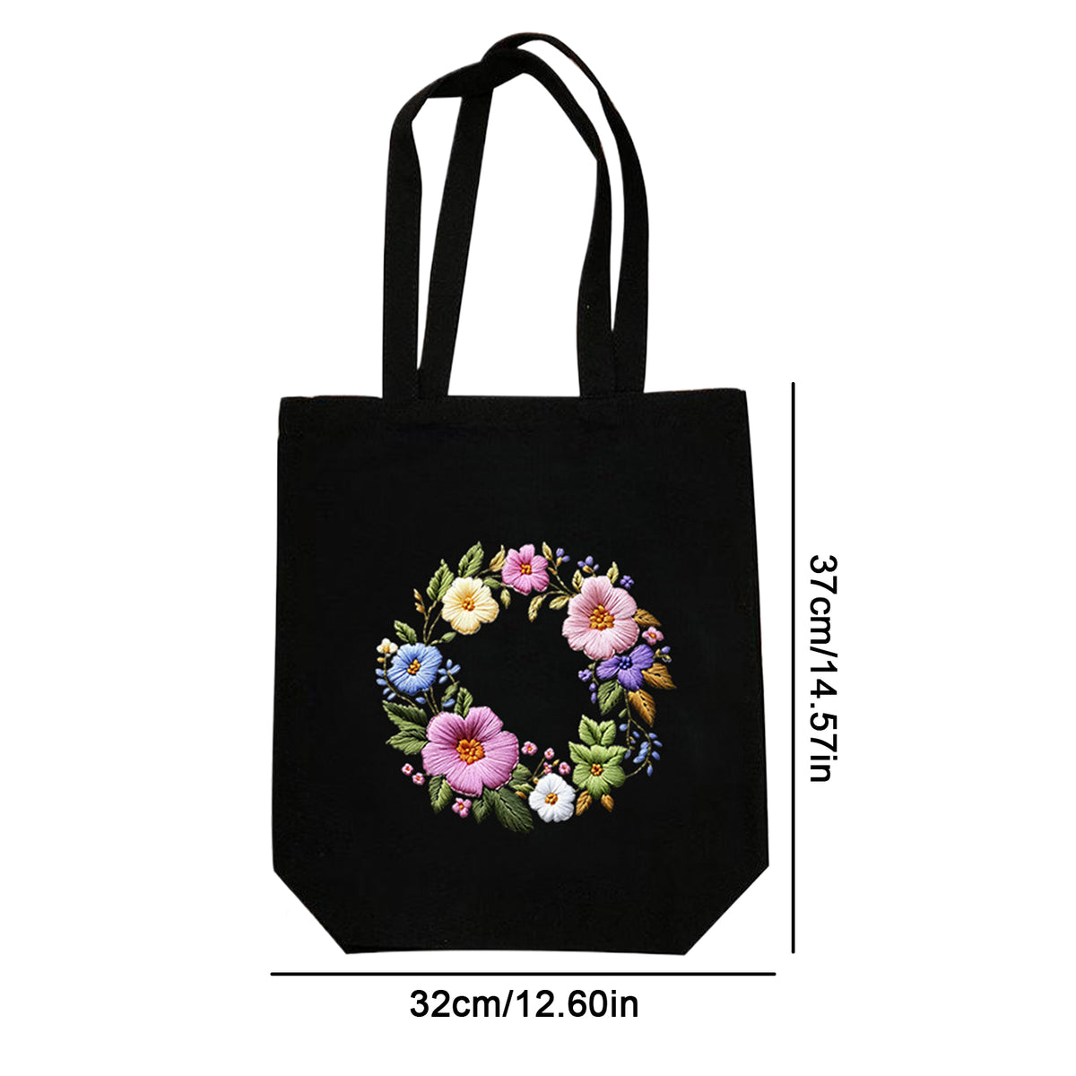 Floral Wreath - DIY Embroidery Cross Stitch Kit with Pattern Cotton Threads Needles Hoop 32×37CM/12.60×14.57in