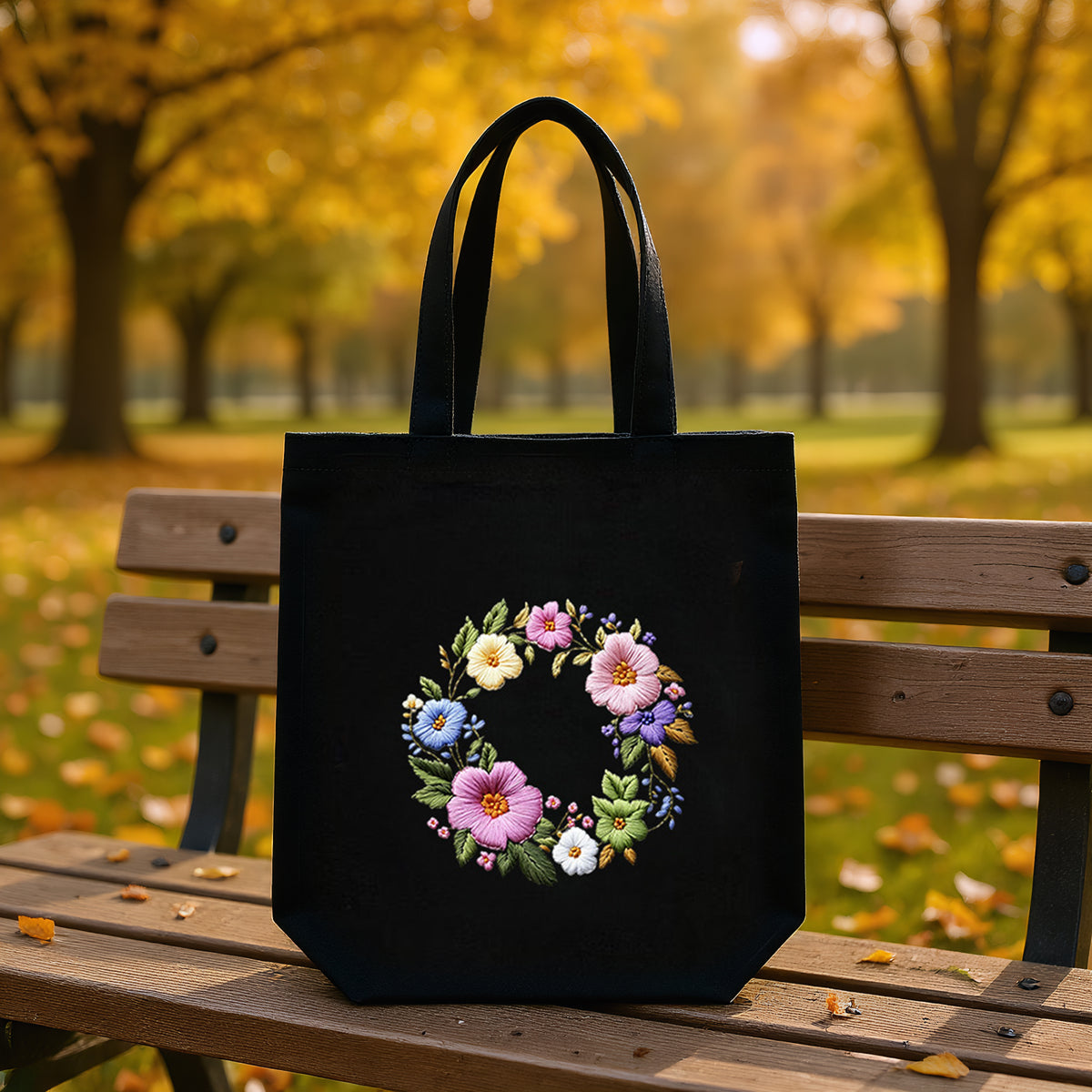 Floral Wreath - DIY Embroidery Cross Stitch Kit with Pattern Cotton Threads Needles Hoop 32×37CM/12.60×14.57in