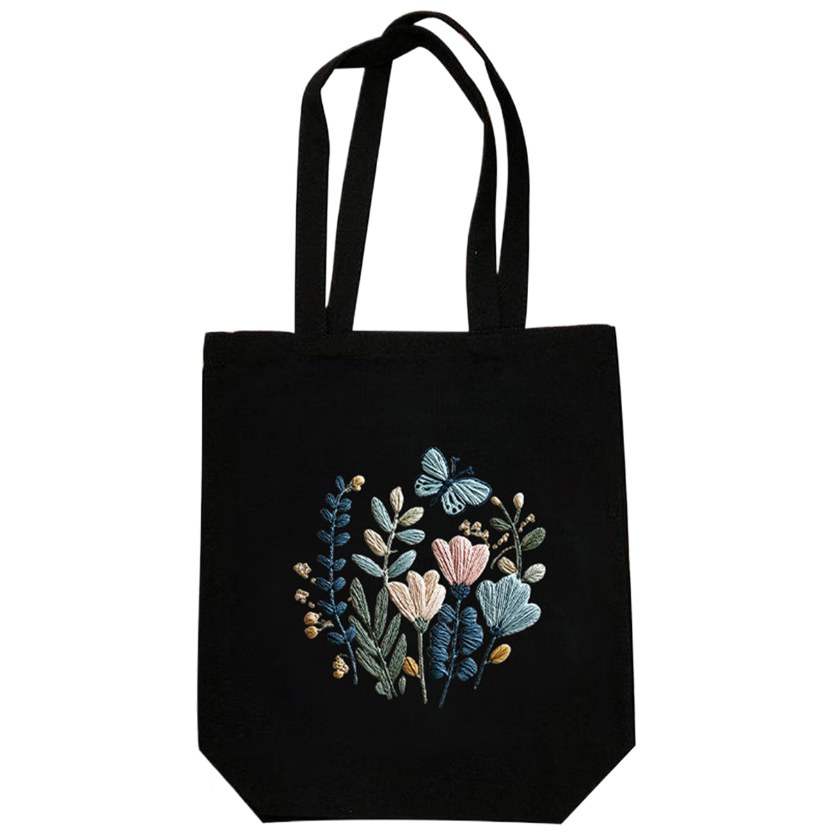 Schmetterlingsflora – DIY-Stickset für Kreuzstich mit Muster, Baumwollgarnen, Nadeln und Stickrahmen, 32×37 cm / 12,60×14,57 Zoll