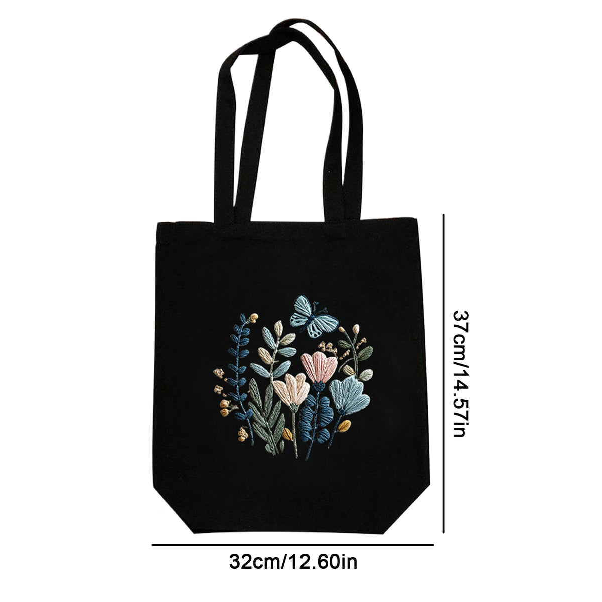 Schmetterlingsflora – DIY-Stickset für Kreuzstich mit Muster, Baumwollgarnen, Nadeln und Stickrahmen, 32×37 cm / 12,60×14,57 Zoll
