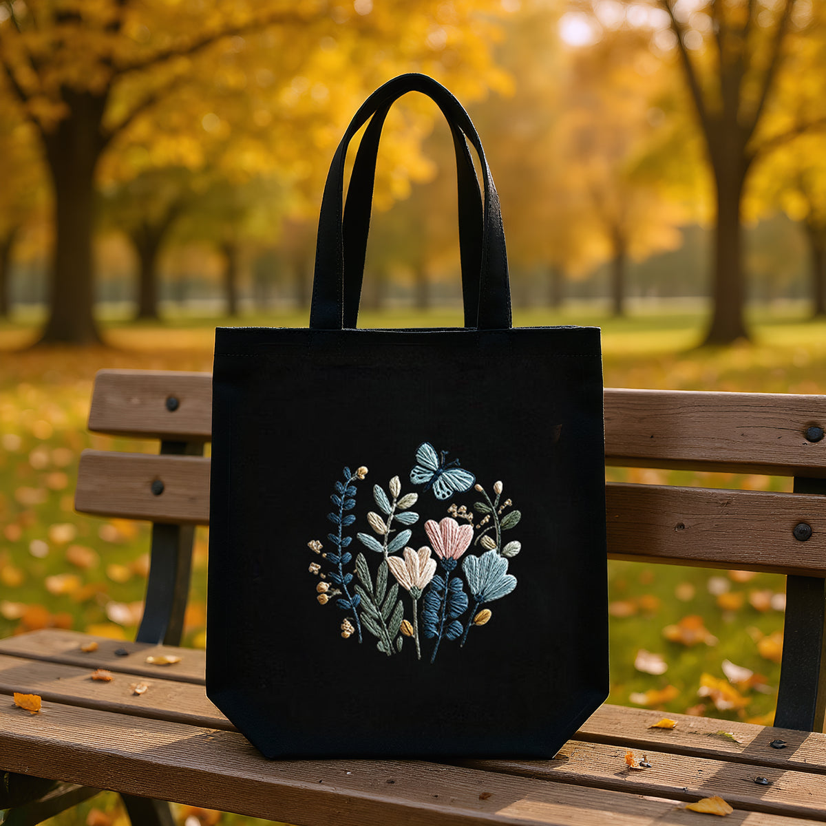Schmetterlingsflora – DIY-Stickset für Kreuzstich mit Muster, Baumwollgarnen, Nadeln und Stickrahmen, 32×37 cm / 12,60×14,57 Zoll