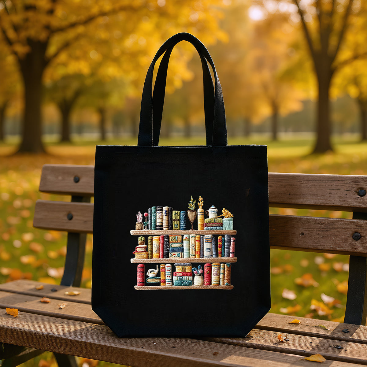Book Shelf - DIY Embroidery Cross Stitch Kit with Pattern Cotton Threads Needles Hoop 32×37CM/12.60×14.57in