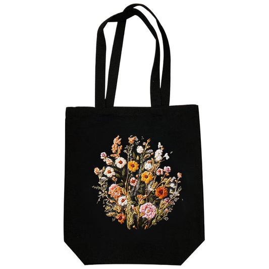 Herbstblüten - DIY-Stickset für Kreuzstich mit Vorlage, Baumwollgarnen, Nadeln und Stickrahmen 32 × 37 cm