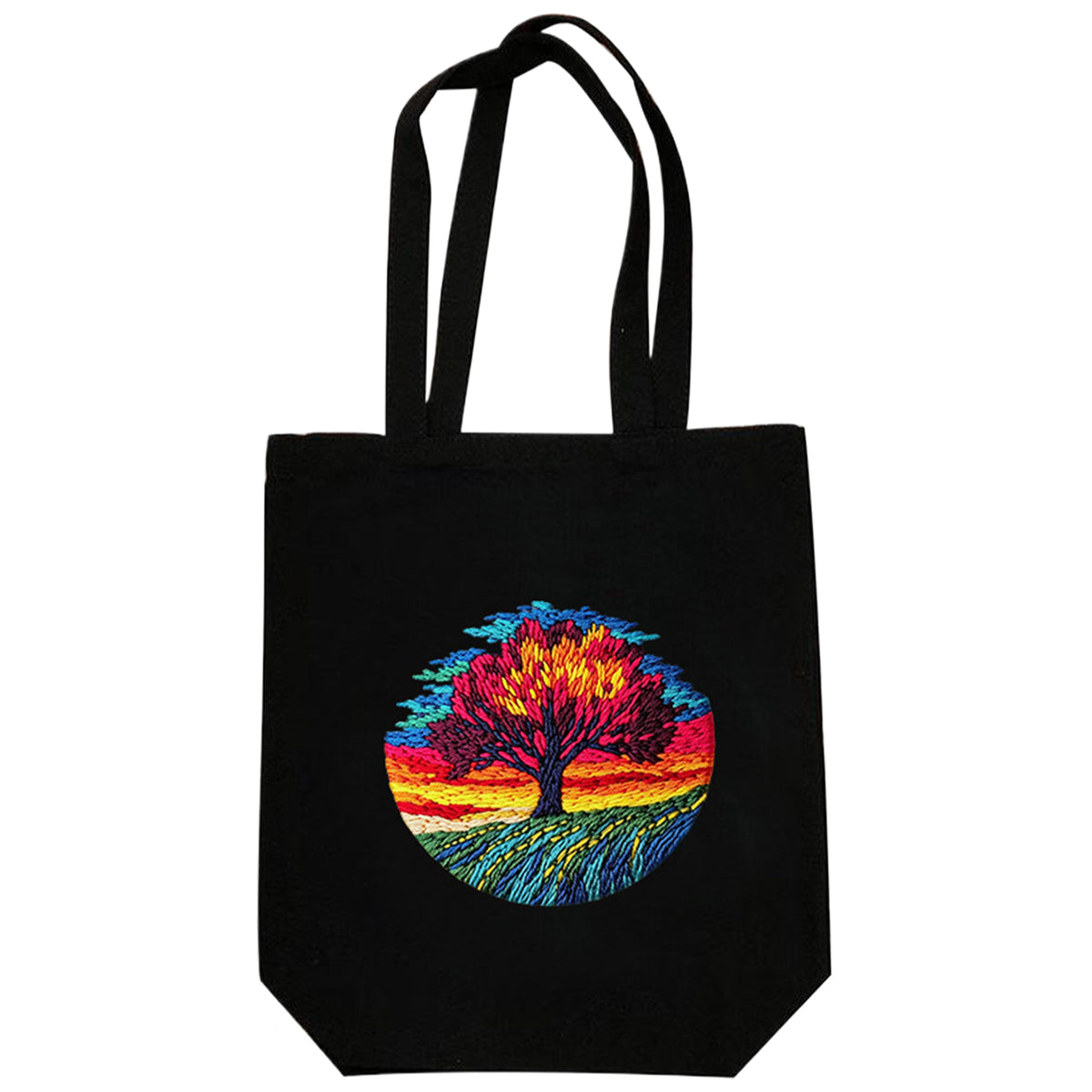Rainbow Tree - DIY Embroidery Cross Stitch Kit with Pattern Cotton Threads Needles Hoop 32×37CM/12.60×14.57in